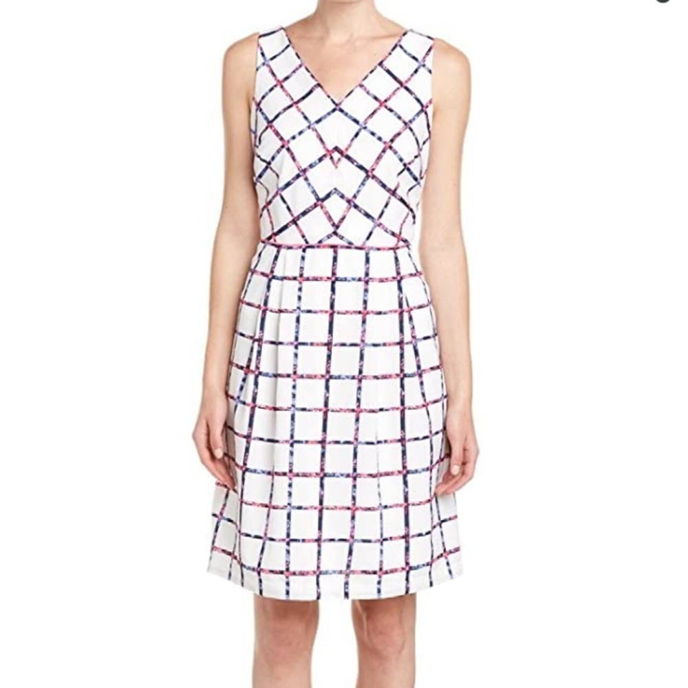 Donna Ricco Windowpane Printed Fit & Flare Dress Sz 4